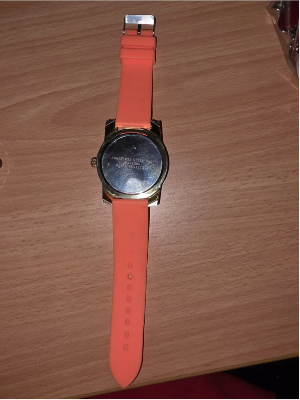 Techno King WA6858G Men's Gold Tone Watch Orange Silicone Band Crystal Bezel